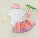 It's My 1st Birthday Baby Girl Birthday Party Dress Pink Tutu Cake Dresses + Romper Set Outfits Girls Summer Clothes Jumpsuit - Image 5