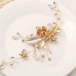 Trendy Gold Silver Color Flower Leaf Crystal Hairpin Headband Tiara Bridal Wedding Hair Accessories Headpiece Jewelry Ornaments - Image 5