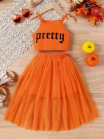 5-14 Years Teenagers Girls Clothing Sets Summer New Cotton Fashion Top + Mesh Skirt Two Piece Set Birthday Gifts Kids Clothes - Image 7