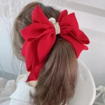 Fashion Girls Women Hair Accessories Headdress Big Bow Ponytail Clips Ribbon Bowknot - Image 2