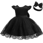 Baby Girl Clothes For 1st Birthday Evening Dresses Infant Dress Gown Elegant Girls Party Dresses Toddler Black Princess Dress - Image 3