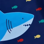 Lioraitiin Toddler Baby Boy Swimsuit Set Shark Print Short Sleeve Rash Guard Swim Tops Shorts Sun Hat 3Pcs Bathing Suit Outfit - Image 6