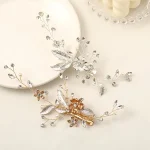 Trendy Gold Silver Color Flower Leaf Crystal Hairpin Headband Tiara Bridal Wedding Hair Accessories Headpiece Jewelry Ornaments - Image 3