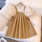 Summer Girls Dress Set Kids Top+Suspender Skirt 2Pic Children Flower Leisure Suit 3-14 Years Youth Party Clothes Kids Dresses - Image 2