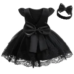Baby Girl Clothes For 1st Birthday Evening Dresses Infant Dress Gown Elegant Girls Party Dresses Toddler Black Princess Dress