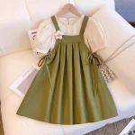 Summer Girls Dress Set Kids Top+Suspender Skirt 2Pic Children Flower Leisure Suit 3-14 Years Youth Party Clothes Kids Dresses - Image 6