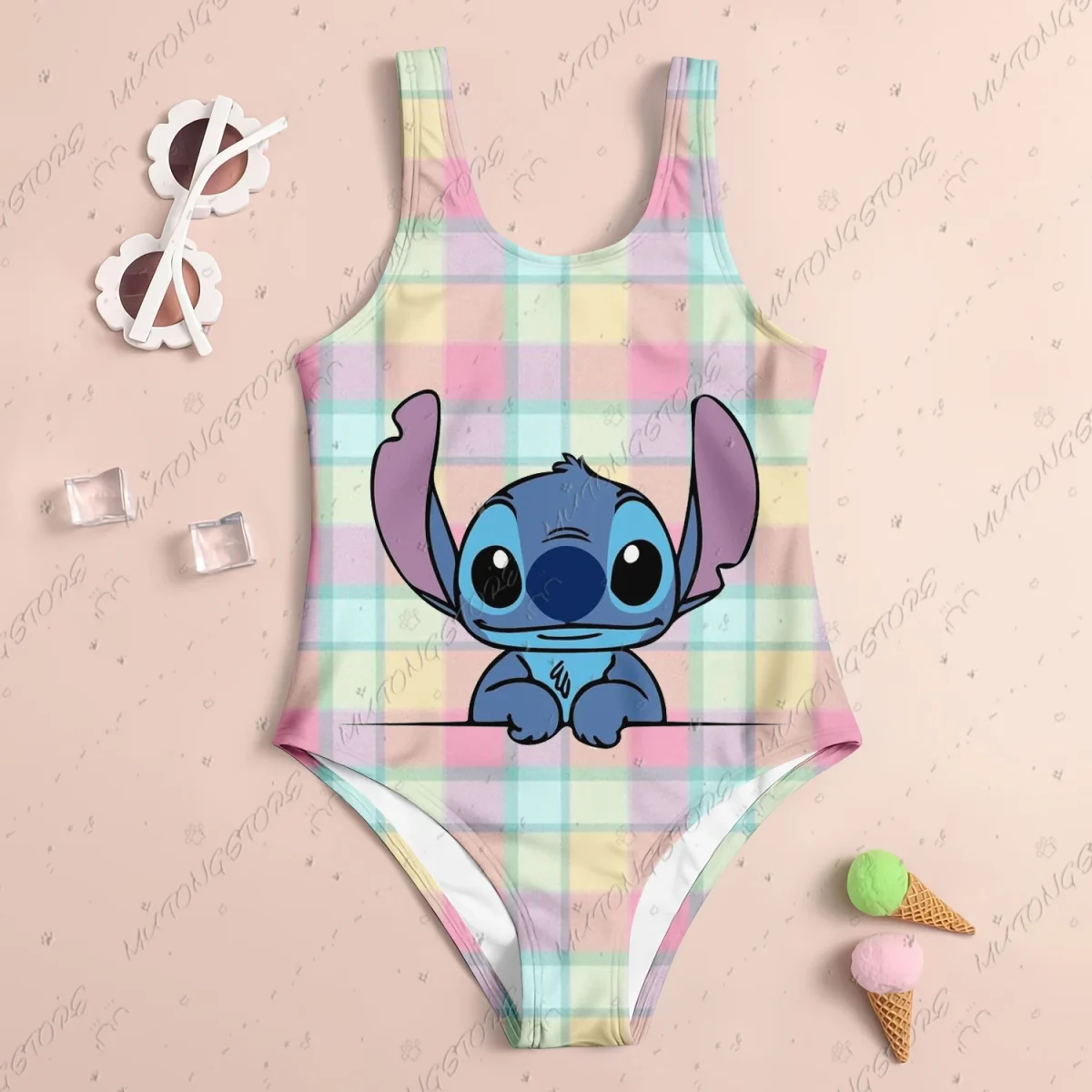 24 New Baby Swimsuit Girl 2024 Stitch Children Women Swimwear Beach Swimsuit Kids 4-14 Years Old Sell Like Hot Cakes Girls' Girl - Image 5