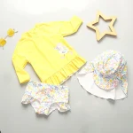 Baby Girl Swimwear Yellow Swimsuit for Girls UPF50 Sunscreen Children Swimming Suit Long Sleeve Infant Toddler Bathing Suit Kids - Image 8