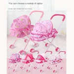 Trendy Plastic + Metal Dolls Pram Iron Support Frame Play Game Kids House Accessories Role Play Baby Stroller Little Girls Boys - Image 2