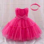 Infant Baby 1st Birthday Baptism Dresses For Girls Kids Elegant Wedding Party Princess Dress Tulle Toddler Girl Summer Clothes - Image 7