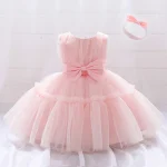 Infant Baby 1st Birthday Baptism Dresses For Girls Kids Elegant Wedding Party Princess Dress Tulle Toddler Girl Summer Clothes - Image 4