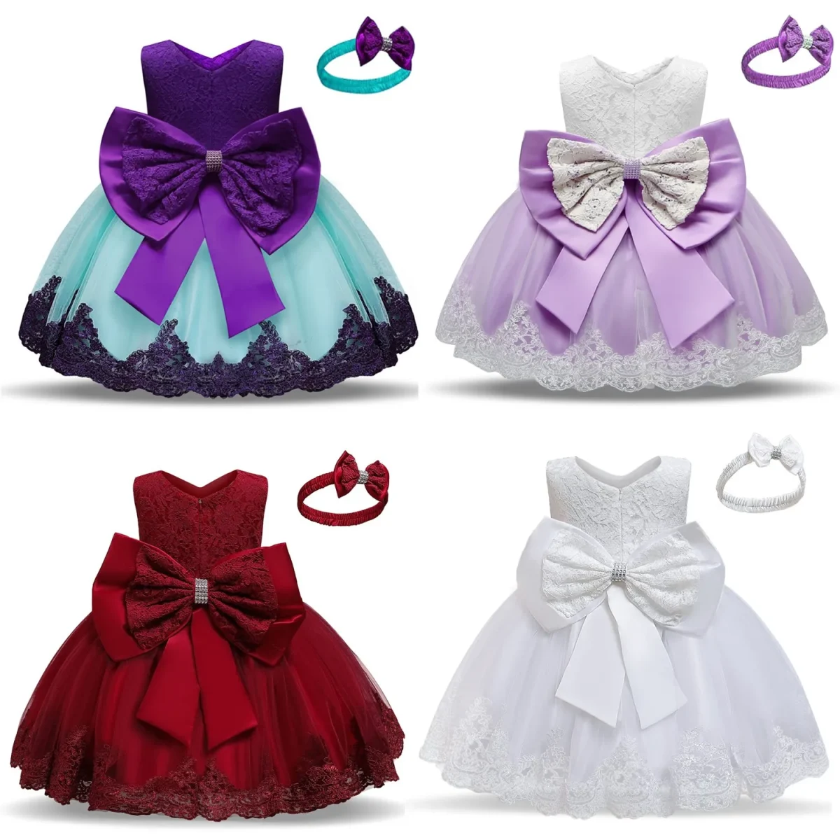 1 Year Baby Girl Birthday Party Dress for Newborn Girls Clothes Polka Dots Costumes Infant Christending Gown Match Bow Headwear - Image 4
