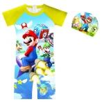 2024 Super Mario anime figure Mario Boy Swimsuit Children Cartoon One-Piece Swimsuit Summer Beach Resort Pool Party Clothes - Image 4