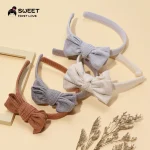 Baby Accessories For Newborn Toddler Kids Baby Girl Boy Headband  Solid Color Hairhoop Simple  Atmospheric Bow Hair Accessories - Image 2