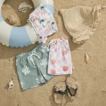 ma&baby 6M-4Y Infant Toddler Kid Baby Boy Swimsuit Animal Shell Coconut Tree Print Shorts Children Beachwear Bathing Suit - Image 2