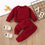 7 Colors Newborn Baby Girl Boy Clothes Set Solid Color Long Sleeves Top+Pants 2PCS Outfits Leisure Sport Autumn&Winter Costume - Image 7