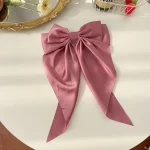 Korean Accessories Hair Clips for Women Girls Big Bowknot Solid Satin Long Ribbon Bows Spring Clamp Barette Cheveux Femme 2023 - Image 16