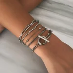 Layered Shiny Rhinestones Bracelets Set for Women Trendy Charms Hand Chains 2023 Fashion Jewelry Accessories on Hand Girls Gifts - Image 2
