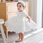 Baby Girl Dresses Big Bow 1 Years Infant Girl Birthday Dress Kids Wedding Party Princess Gown First Communion Baptism Vestido