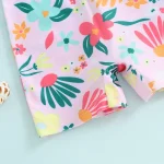 Toddler Girls Rash Guard Swimsuit Rompers Zipper Short Sleeve Floral Print Kids Bathing Suit Baby Swimwear - Image 6