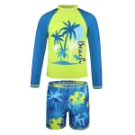 Boys Swim Sets Rash Guard Swimsuit Set Long Sleeves Swim Tops and Trunks Set Tropical Print Swimwear Summer Beach Bathing Suit - Image 7