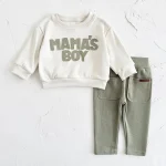 2025 Baby Boy Clothes MAMA'S BOY Sets Fall Baby Girl Infant Outfit Sweatshirt Top Pants 2Pcs Long Sleeve Winter Warm Infant Suit - Image 3