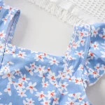 2-8Yrs Baby Girls Swimsuits Toddler Girls Bow Floral Print Swimwear For Girls Bikini Set 2024 Summer Infant Girls Bathing Suits - Image 4