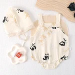 Newborn Baby Girl Clothes Bodysuit+Hat Cartoon Cute Romper Lace Hat Jumpsuit Set 0-12M Birthday Overalls Princess Costume A1192 - Image 4