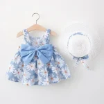 (Girls 0-3 Years Old) Summer New Girls Dress Floral Print Little Fresh Everyday Sweet Princess Dress with Bow - Image 8