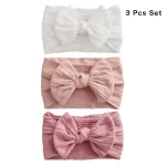3Pcs Solid Color Baby Headband Bow Children Hair Band Elastic Nylon Newborn Headbands Soft Turban Headwrap Kid Hair Accessories - Image 8
