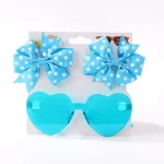 Fashion Baby Hair Glasses Accessories Set Nylon Bows Headband for Newborn Girl Lovely Hairclips Babe Sunglasses Headwear Sets - Image 8