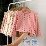 Kids Long Sleeved Undershirt Girls Cute Floral Dots T-shirt 2-10T Children Boys Sweet Tops Bottoming Shirt  t shirt for kids boy - Image 2