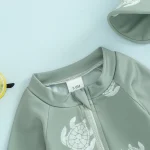 Tregren Toddler Boys Rash Guard Swimsuit Long Sleeve Turtle/Dinosaur Print Infant Bathing Suit Swimwear with Swim Caps Beachwear - Image 5