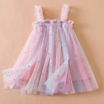 Baby Girls Clothes for Summer 1-5 Years Suspender Sleeveless Toddler Girls Dresses Rainbow Color Tulle Birthday Party Dress - Image 7