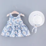 (Girls 0-3 Years Old) Summer New Girls Dress Floral Print Little Fresh Everyday Sweet Princess Dress with Bow - Image 2