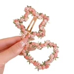 Pink Embroidered Flower Hairpin for Girls Kids Hair Clip Bangs Side Hair Accessory Barrettes - Image 6