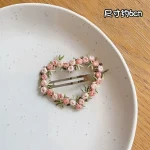 Pink Embroidered Flower Hairpin for Girls Kids Hair Clip Bangs Side Hair Accessory Barrettes - Image 9