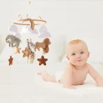Crib Mobile Bed Bell Wooden Baby Rattles Soft Felt Cartoon Animal Bed Bell Newborn Music Box Hanging Toy Crib Bracket Baby Gifts - Image 6