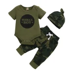 Newborn Baby Boy Summer Clothes Set Letters Short Sleeve Romper +Camouflage Pants+Hat 3pcs Outfits for Toddler Boy 0-18 Months - Image 7