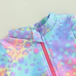 Baby Girl Fish Scale Print Swimsuit 1Piece Long Sleeve Swimwear Floral Zipper Ruffle Toddler Bathing Suit Beach Outfit - Image 6