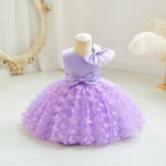 Toddler Baby Girls Clothes Elegant Bow Tulle Dress Summer Kids Princess Party Birthday Dress Butterfly Solid Mesh Dress - Image 10