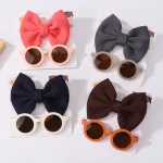 Fashion Baby Hair Glasses Accessories Set Nylon Bows Headband for Newborn Girl Lovely Hairclips Babe Sunglasses Headwear Sets - Image 4