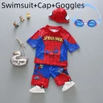 Toddler Baby Boys Swimwear Avengers Spiderman Swimsuit Kids Float Bathing Child Surfing Suit Cartoon Beach Wear With Hat Goggles - Image 12