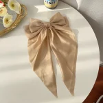 Korean Accessories Hair Clips for Women Girls Big Bowknot Solid Satin Long Ribbon Bows Spring Clamp Barette Cheveux Femme 2023 - Image 18