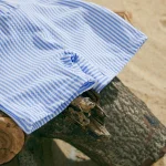 MISOWMNJOY Baby Girl Boy Swimsuit Summer New Stripe Print Kids Beachwear Short Sleeve Half Zipper Rash Guard Swimwear Sunhat Set - Image 6