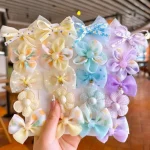 10Pcs/Set Cute Bows Baby Hairclips Lace Flower Children Girls Hairpins Hairdresses Baby BB Clip Gifts - Image 2