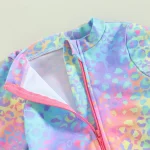 Baby Girl Fish Scale Print Swimsuit 1Piece Long Sleeve Swimwear Floral Zipper Ruffle Toddler Bathing Suit Beach Outfit - Image 5