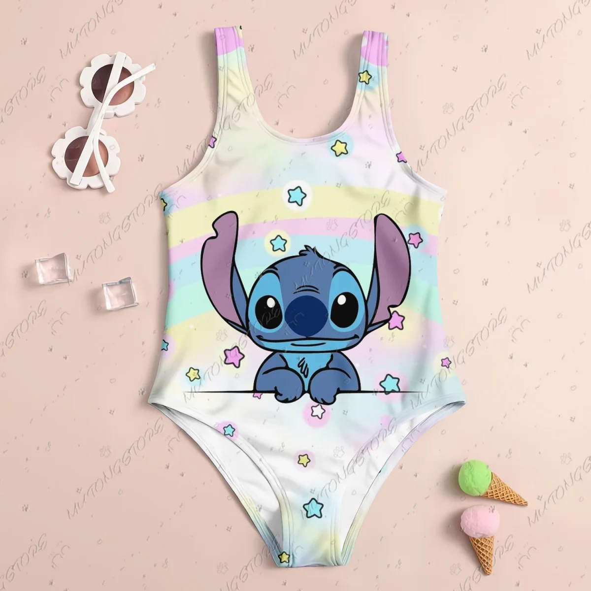 24 New Baby Swimsuit Girl 2024 Stitch Children Women Swimwear Beach Swimsuit Kids 4-14 Years Old Sell Like Hot Cakes Girls' Girl - Image 2