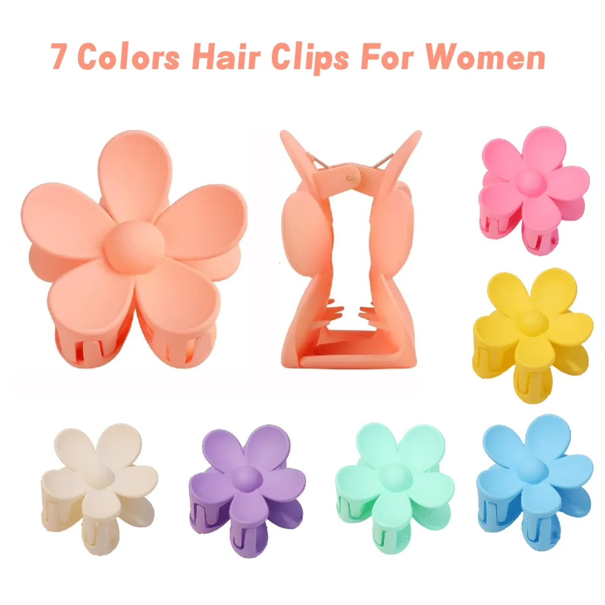 Flower Claw Clip 7 PCS Claw Clips, Hair Clips For Women Non Slip, Claw Clips for Thick Hair Women Girls Gifts, 7 Colors - Image 5