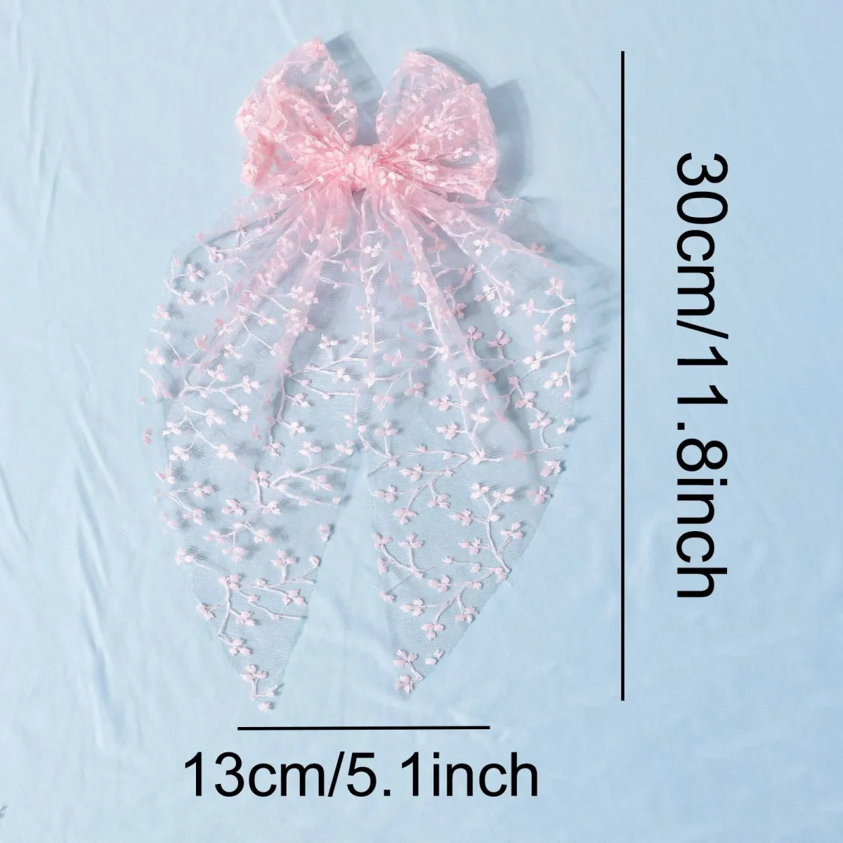 1pc Girls Wedding Decor Embroidery Lace Bow Long Tail Hair Accessory Kids Party Wear Hair Clip Teenage Fahion Ponytail Barrettes - Image 3